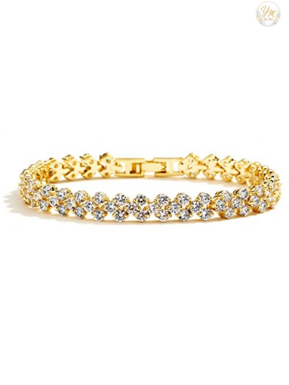 Cubic Zirconia Gold Plated Tennis Bracelet 7 Inch Wedding Bridal Prom Jewelry